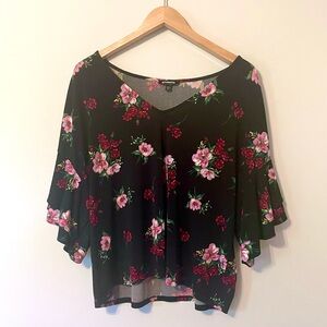 Express black and pink floral top